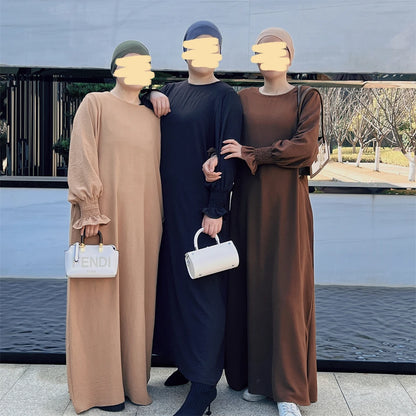 Eid Jersey Solid Modest Under Abaya Dubai 2024 Palestine Women Islamic Clothing Muslim Kaftan Inner Dresses Robe Femme Musulmane.