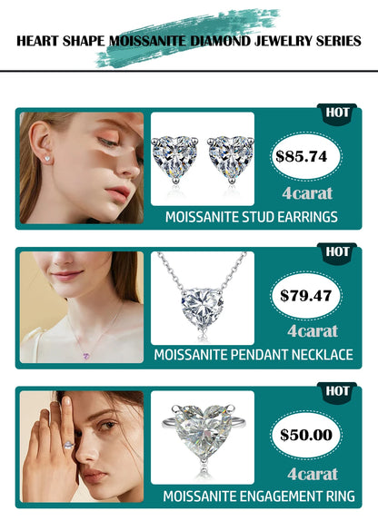 1-3Carat Heart Cut Moissanite Pendant Necklace for Woman S925 Silver Plated 18k Gold Solitaire Diamond Neckchain  Certified.