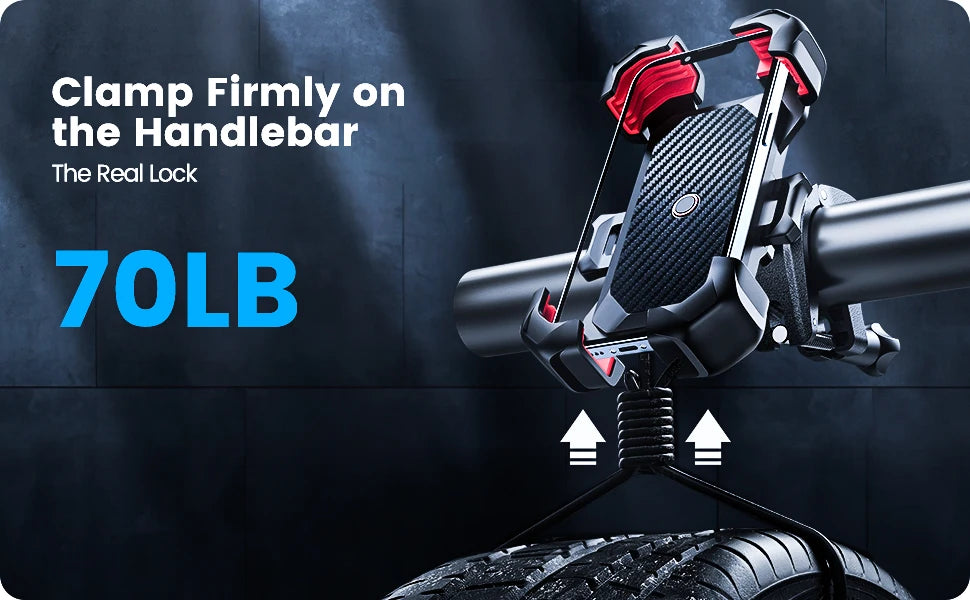 Joyroom Universal Bike Phone Holder 360° View Bicycle Phone Holder for 4.7-7 inch Mobile Phone Stand Shockproof Bracket GPS Clip.