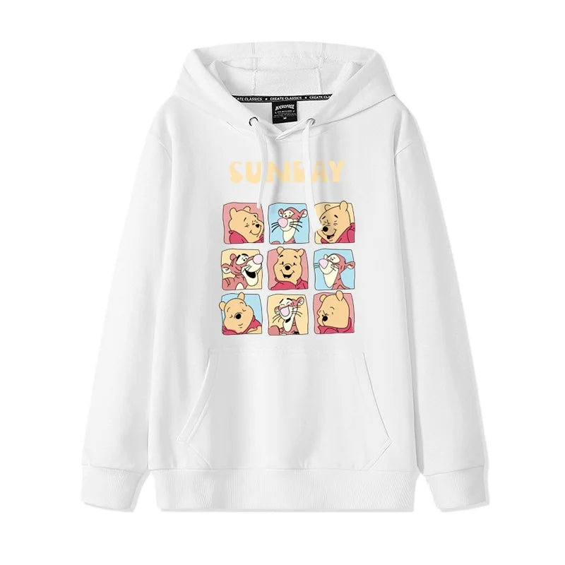 Cartoon Winnie the Pooh Mode einfacher Pullover Damen lockere und bequeme Kapuze vielseitige Paar Freundin Pullover Jacke