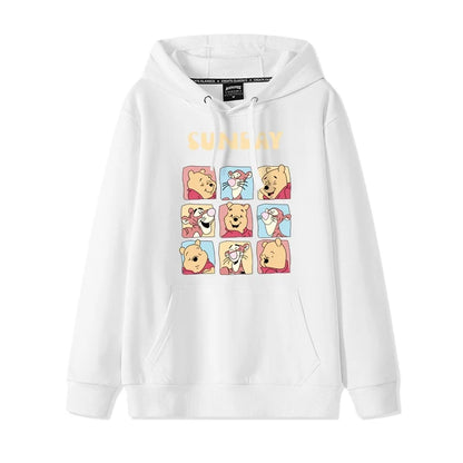 Cartoon Winnie the Pooh Mode einfacher Pullover Damen lockere und bequeme Kapuze vielseitige Paar Freundin Pullover Jacke