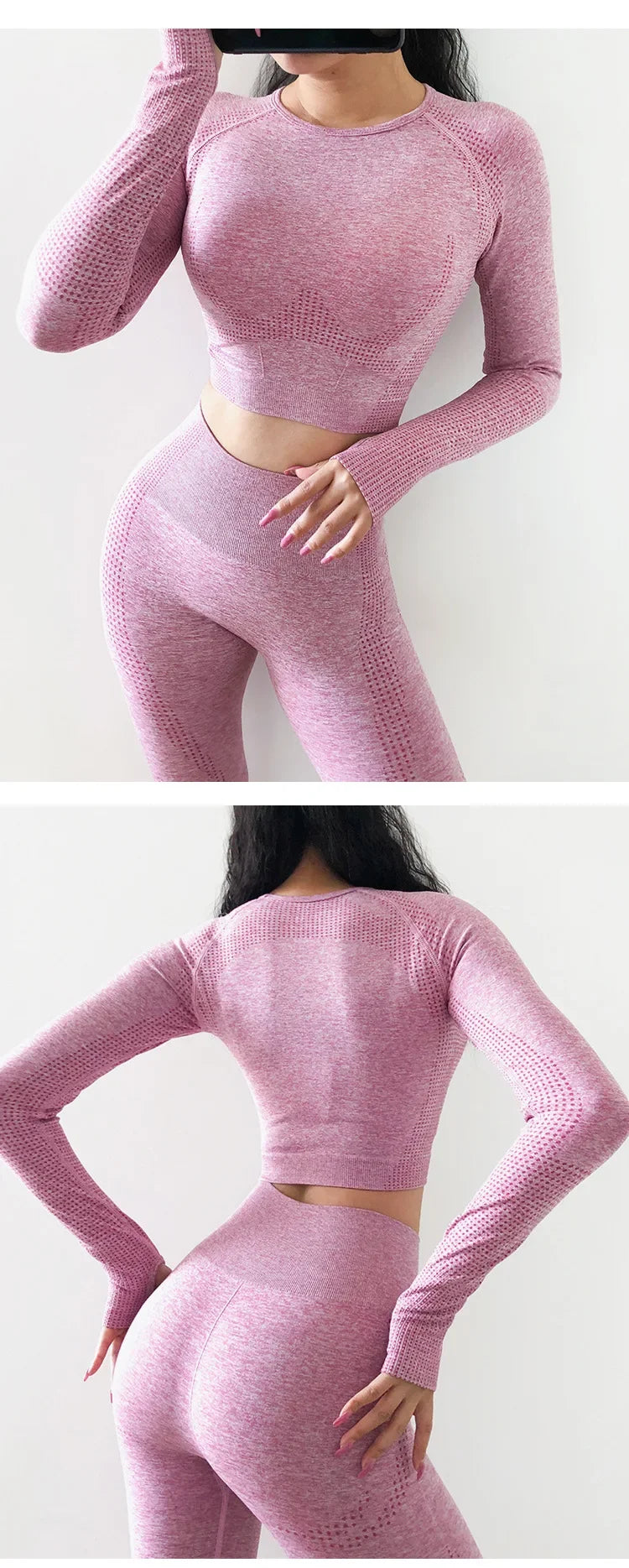 Seamless Yoga Shirt Women Fitness Long Sleeve Crop Top Workout Tops Gym Clothes Sportswear Running T-shirts.