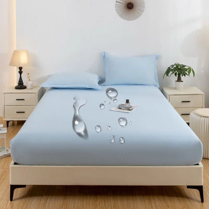 1PC waterproof soft skin frosting solid color bed cap dust cover Mattress cover sheet (pillow case and pillow core not included).