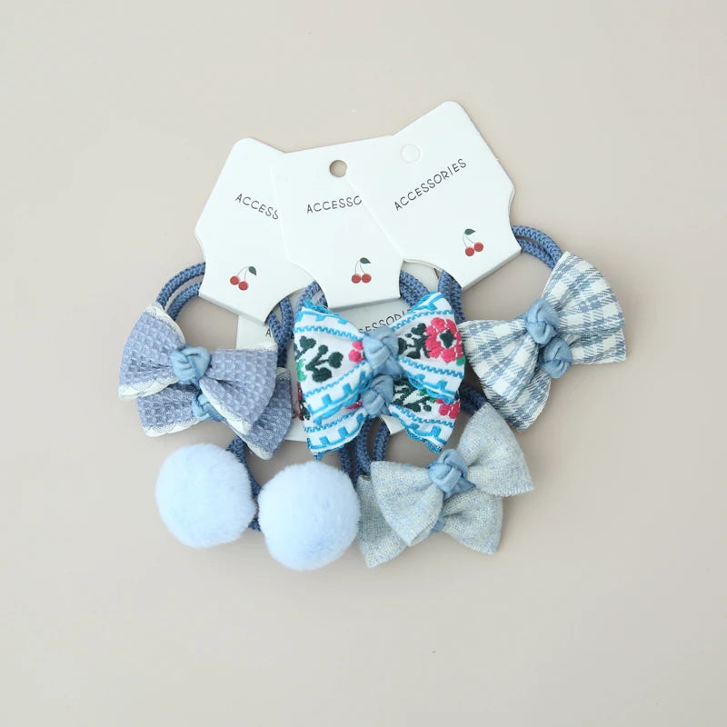 10Pcs/Lot, Elastic Hair Bow Clips for Children, Children's Headwear Hair Accessories for girls, Cute Hair ties, Lovely Hair Rope