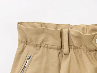 ETJ's Spring 2025 new women's ZW series, elegant and romantic style, high-waisted casual shorts with a ball cut.