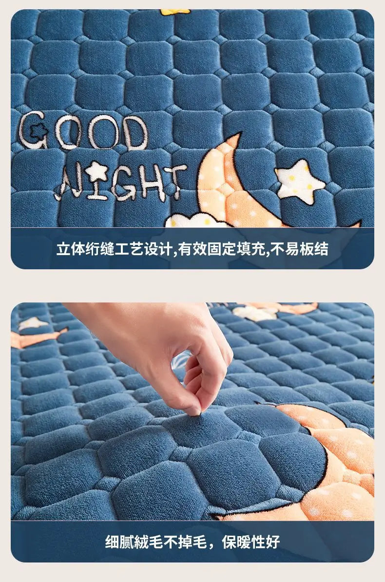 Winter Warm Velvet Mattress Toppers Thick Bed Mattress Cover Bedspread Bed Linens Thin Tatami Floor Mat Single Double Bed Sheet.