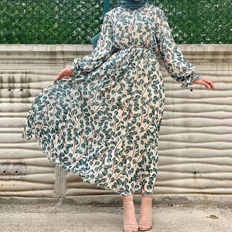 Summer Abaya Dubai Luxury Muslim Woman Dresses Chiffon Ramadan African Elegant Dresses(Not contain Hijab).