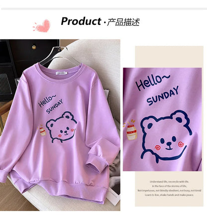 170 kg Plus Größe Damen Büste 170 Frühling Herbst Lose Langarm Cartoon Print Pullover Sweatshirts 4XL 5XL 6XL 7XL 8XL 9XL.