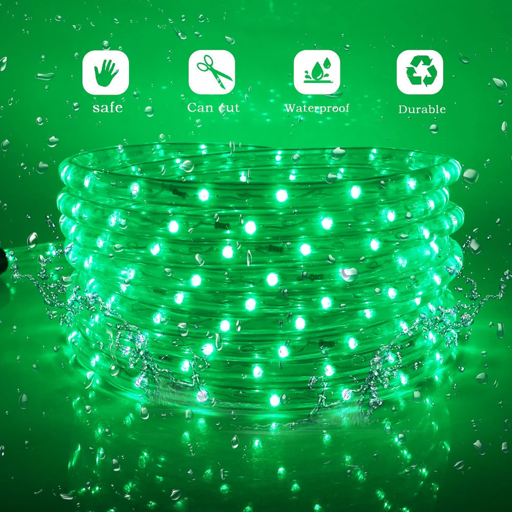 AC 220V Neon LED Strip Waterproof 360 Degree Round Neon Sign Light Blue Red White Outdoor Rainbow Tube Rope Light Party Decor.