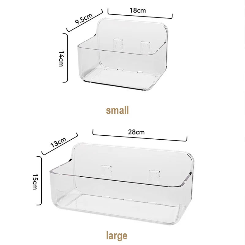 An der Wand montierte Dusch-Shampoo-Racks, Regale, Organizer, nicht bohrend, abnehmbares, transparentes PET-Material, Badezimmer-Aufbewahrungsregal