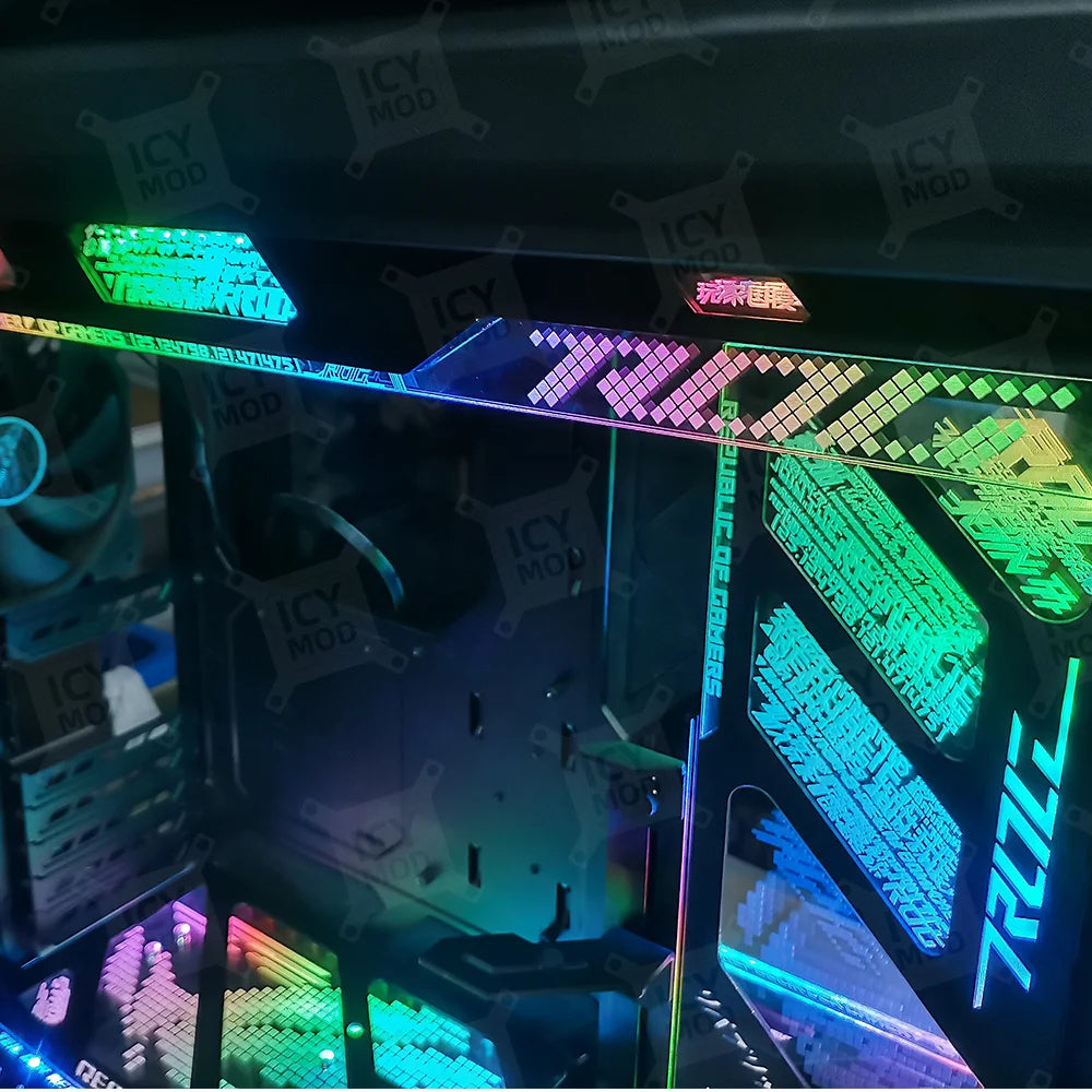 ASUS GR701 Laser Engraving Case Panel ARGB Lighting Plate ROG Strix Helios PC MOD Decorative Light Plate.
