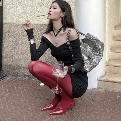 1/2Pcs Sexy Wine Red Stocking Women Girl Burgundy Thin Thick Elastic Tight Vintage Anti-Hooker Comfortable Pantyhose Accessory