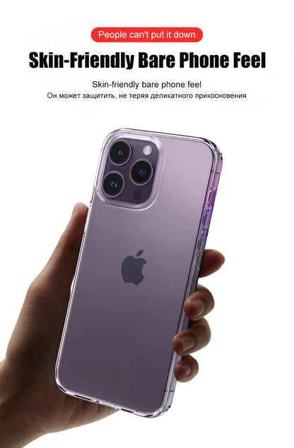Luxury Clear Silicone Phone Case For iPhone 16 15 14 13 12 11 Pro Max XR X XS 7 8 Plus Shockproof Transparent Bumper Back Cover.