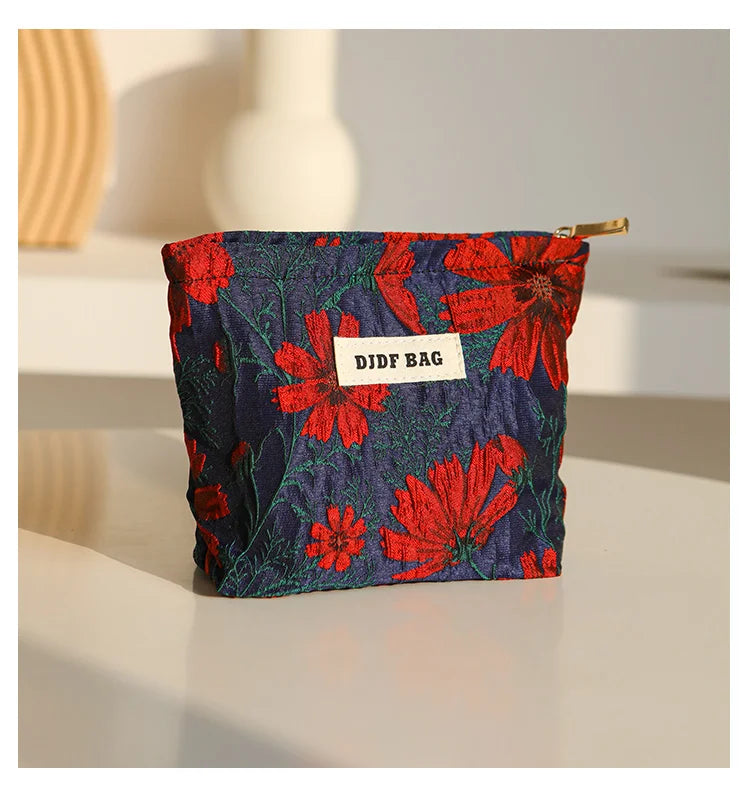 Mini Female Cosmetic Bag Portable Red Soft Small Sanitary Napkin Storage Bag Commuter Coin Key Bag Portable Bank Card Bag