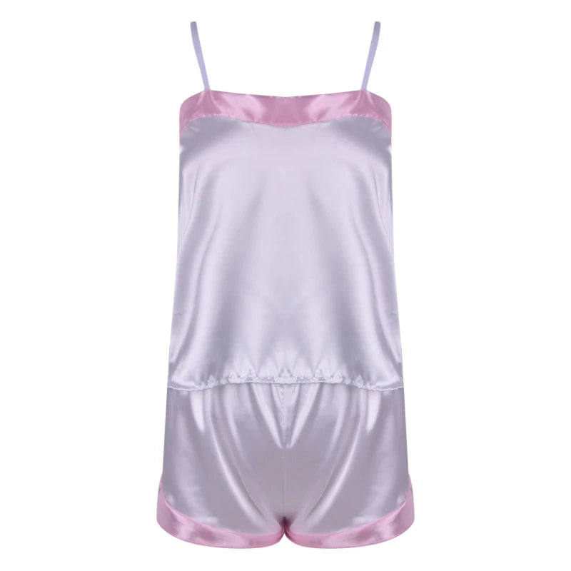 Satin-Pyjama, sexy Pyjama, Nachthemd, Nachtwäsche, Heimkleidung, Tops und kurze Damen-Seidenpyjamas, einfarbig, Damen-Pyjama-Set, 2023, Neu