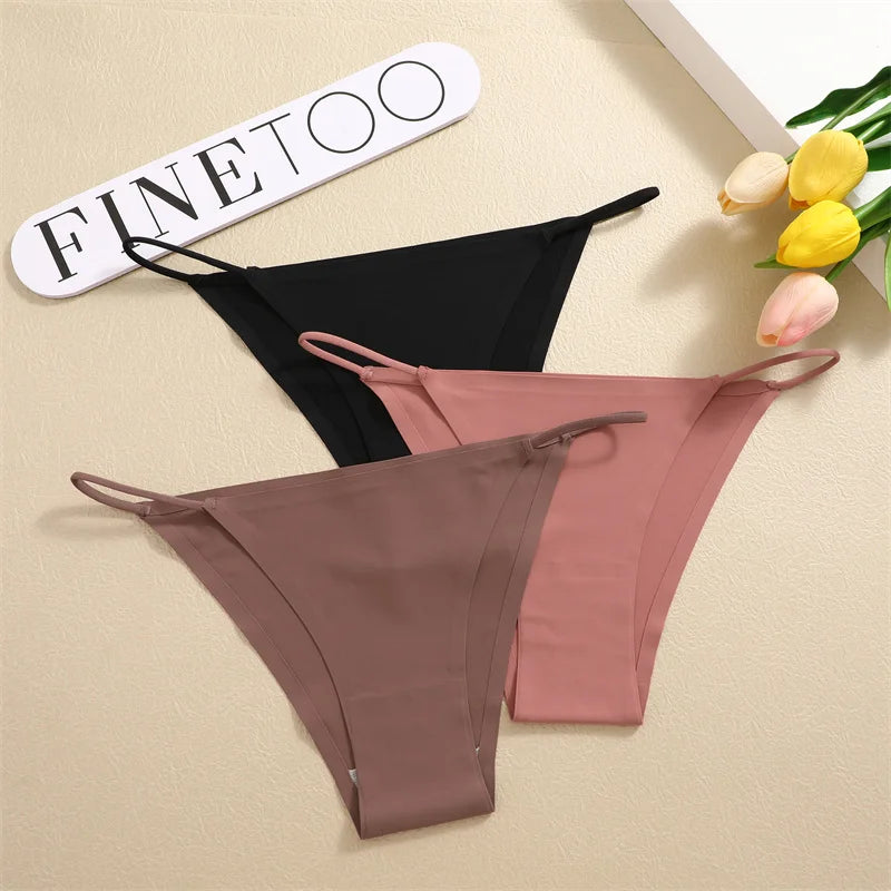 3Pcs/Set Women Seamless Panties Sexy Ultra-thin Briefs Female Ice Silk No Trace Underwear Low Rise Solid Color Soft Lingerie.