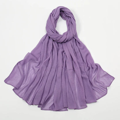 New Arrival Crinkle Rayon Hijab Women Muslim Scarf Shawls Solid Headscarf Wraps Big Size Plain Islamic Turban Headbands Foulard
