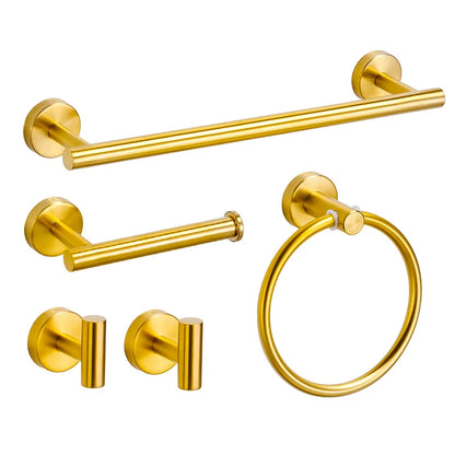 Badezimmer-Hardware-Set aus gebürstetem Gold, Handtuchhalter aus Edelstahl 304, Handtuchring, Toilettenpapierhalter, Kleiderhaken, Badezimmer-Zubehör
