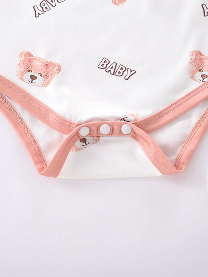 Unisex-Body für Neugeborene + Mütze + Hose, 3-teiliger Anzug für Jungen und Mädchen, niedlicher bedruckter einteiliger Strampler mit Rundhalsausschnitt für alle Jahreszeiten.