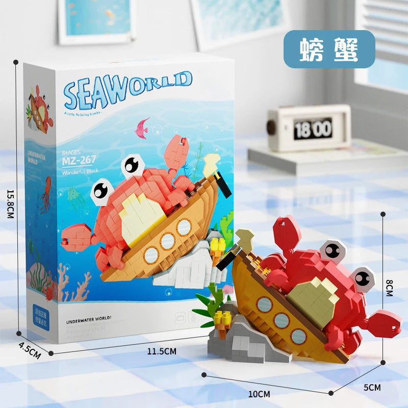 Marine Animals Micro Particle Building Blocks Toys for Children 6 to 10 Years Animal Diy Assembled Toys Puzzle Games Child Gifts.