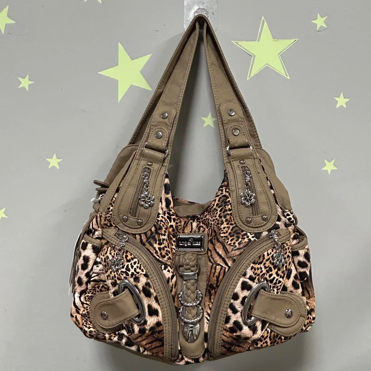 Angelkiss Women Handbags Large Women's Shoulder Bag Leopard Print Top-Handle Fashion Satchel Dumpling Shoulder Tote Hobos Bag