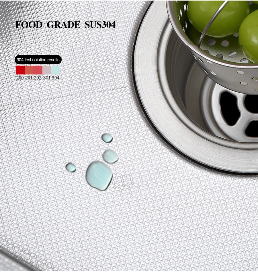 SUS 304 Island Hidden Kitchen Sink Rice Grain Embossing Prevent Scratches Handmade Bar Counter kitchen Sink With Cup Rinser