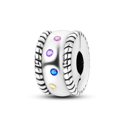 Silver Clasp 925 Sterling Silver CZ pave Clip Charms Daisy Beads Stopper Safety Chain fit Original Bangle Bracelet Jewelry Clip