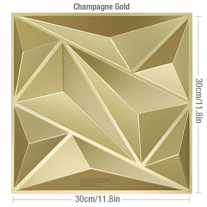 30x30cm Champagne gold color Game 3D Wall Panel Shining Gold 3D Wall Sticker Wedding party background wall art Wood grain paper