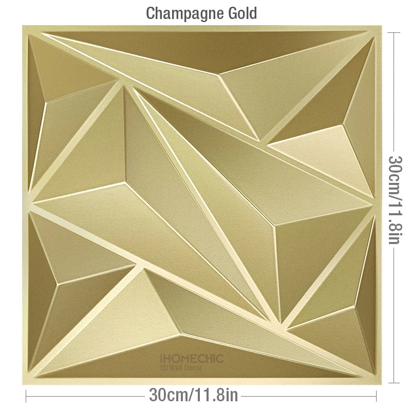 1pcs Esports Games Champagne Gold 3D Art Wall Panel PVC Waterproof 3D Wall Sticker Decor Tiles Diamond Design DIY Home Decor