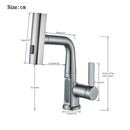 Waterfall Temperature Digital Display Basin Faucet Lift Up Down Stream Sprayer Hot Cold Water Sink Mixer Wash Tap For Bathroom