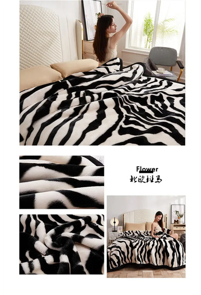 Flannel Blanket Double-deck Washable Quilt Siesta Keep Warm Double Person Thick Winter Soft Comfortable Plush Bed Sheet