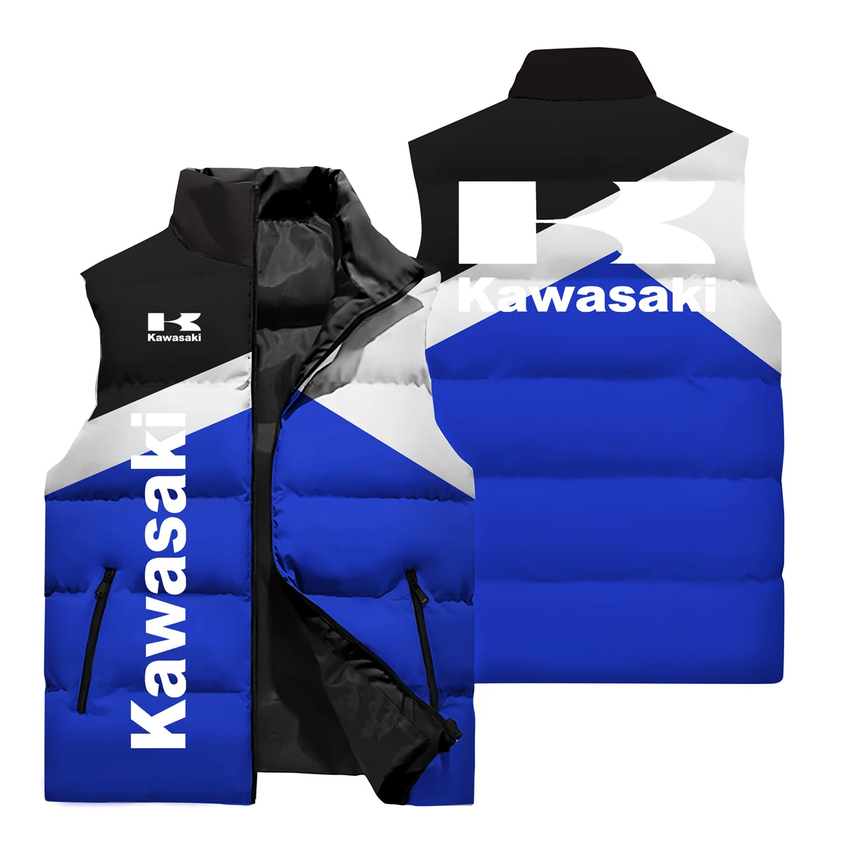 Kawasaki Sleeveless Jacket, Kawasaki Men's 3D Printed Fashion Jacket, Outdoor Sports Leisure Cycling Clothing.