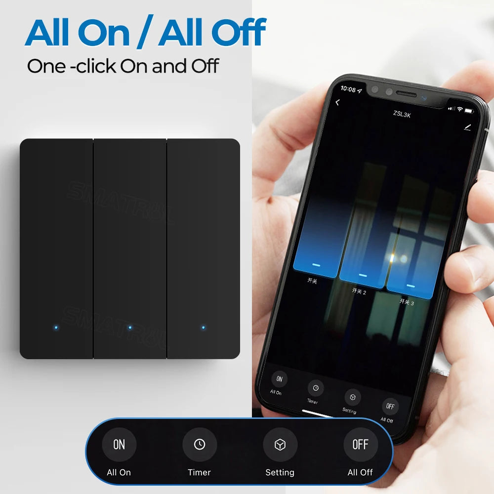 1/2/3gang Tuya EU Zigbee3.0 Smart Switch Kein Neutralleiter Wandlichtschalter Push Button Smart Life APP Funktioniert mit Alexa Google.
