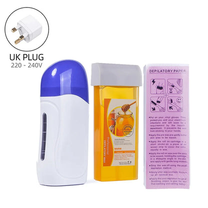 Honey Epilatory Waxing Kit Depilatory Roll on Wax Heater Machine with Refillable Wax Cream&100PCS Waxing Papers For Hair Removal.