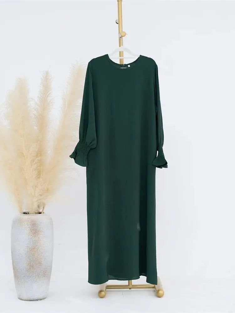 Eid Jersey Solid Modest Under Abaya Dubai 2024 Palestine Women Islamic Clothing Muslim Kaftan Inner Dresses Robe Femme Musulmane