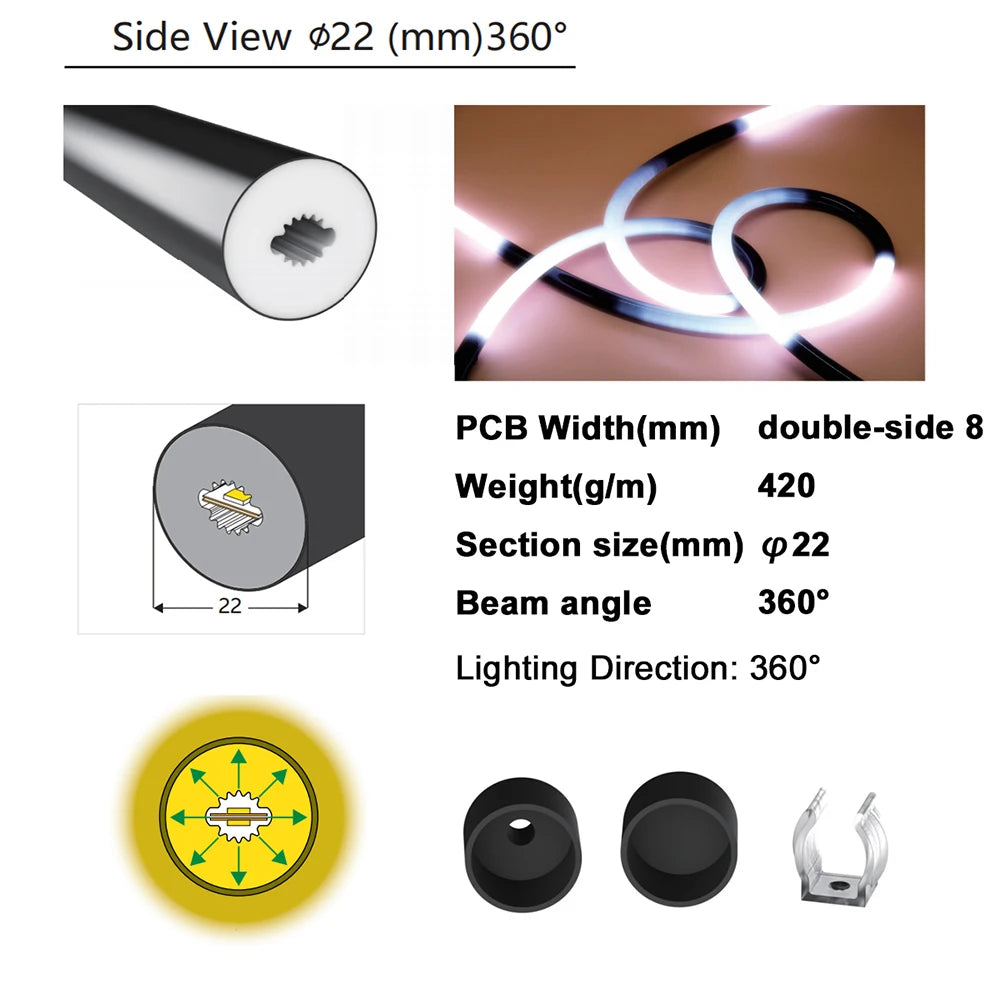 LED Silicone Tube Flexible Neon Soft Lights For SK6812 WS2812B WS2811 DIY Christmas Holiday Decoration Strip Light Tape Rope