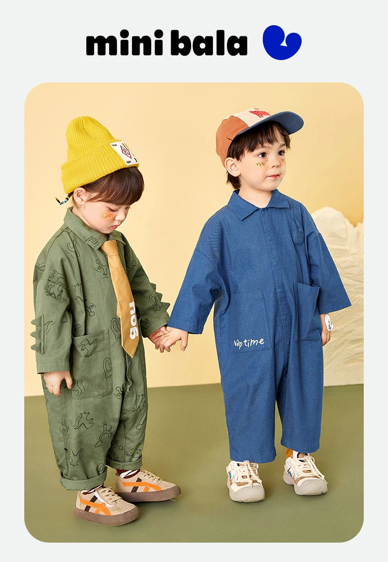 Mini Bala Outdoor Einteiliges Strampler-Set für Babys, Kinder-Arbeitskleidung, Krabbelanzug, Overall, Neu im Herbst und Winter 2024.