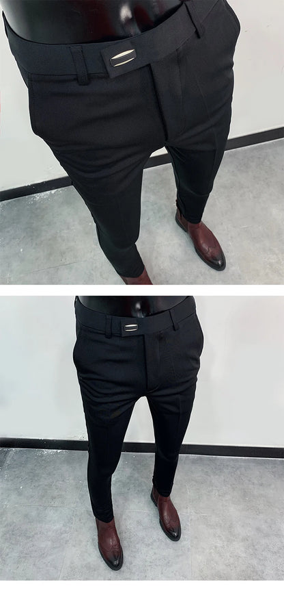 Men Suit Pants Dress Pantalone Hombre Stretch Slim Formal Trousers Calça Masculina Solid Color Casual Pants Fashion Men Clothing