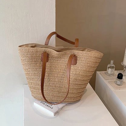 Women's Large Capacity Shoulder Bag Summer Straw Woven Basket Handbag Fashion Female Luxury Designer Beach Bag Bali Shopper Tote.