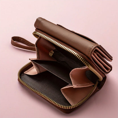 Zipper Wallet, Tower Buckle Zero Wallet, Women's Short Handheld Bag,Mini Travel Storage Bag,Solid Color Simple Versatile Fashion.