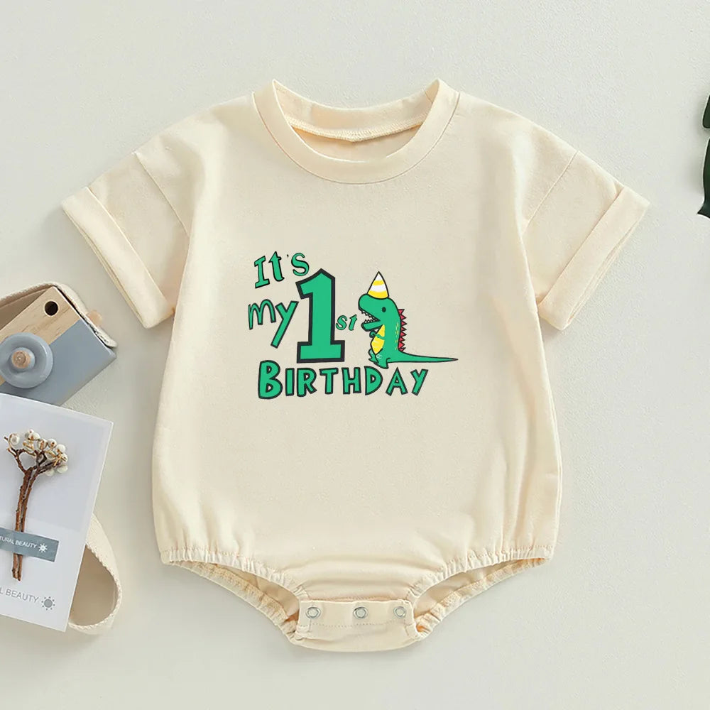 „It's My First Birthday“-Bubble-Strampler für Babys, kurzärmelig, übergroßer Bubble-Body, Geburtstagsfeier, Säuglingskleidung.