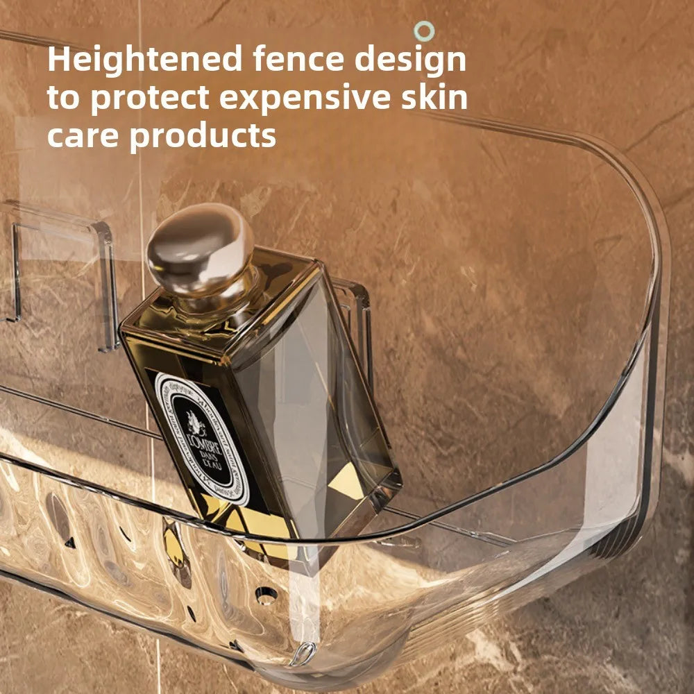 Kein Bohren, Acryl-Badezimmerregal, Wandmontage, Dusch-Organizer für Shampoo, Kosmetik, platzsparendes WC-Aufbewahrungsregal, Eckregal