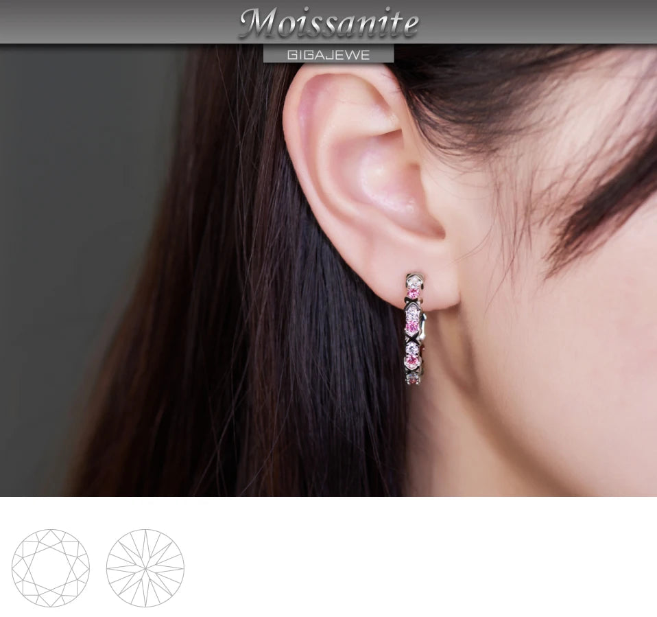 GIGAJEWE Moissanite D Nova Pink Color VVS1 Total 1.92ct 925 Silver Earring 18K Gold Plated Diamond Test Passed Jewelry Girl Gift.