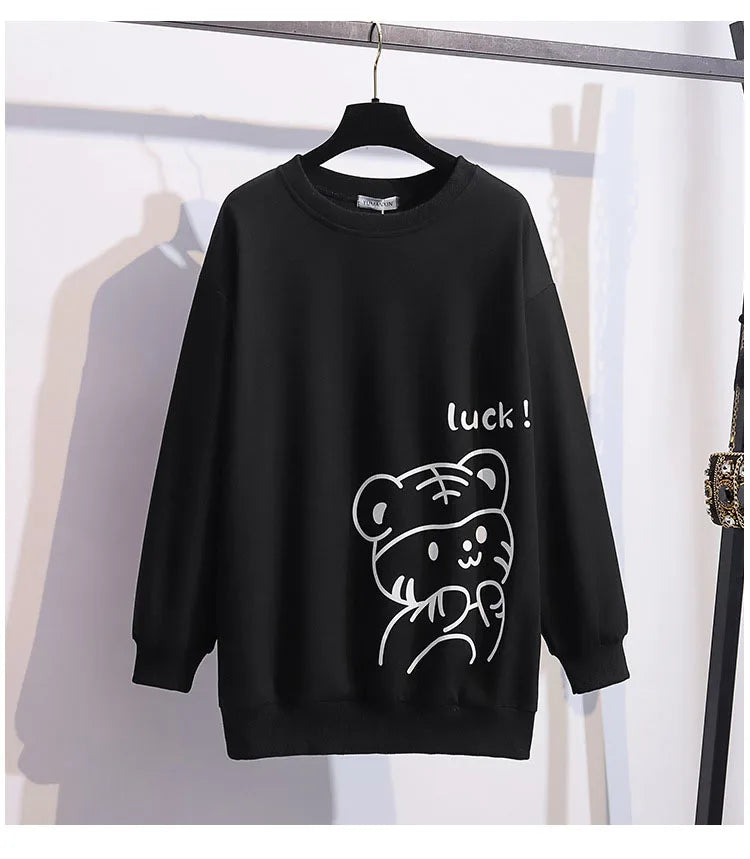 170Kg Plus Größe frauen Büste 170cm Frühling Herbst Lose Oansatz Langarm Cartoon Print Sweatshirts 6XL 7XL 8XL 9XL 10XL 11XL.