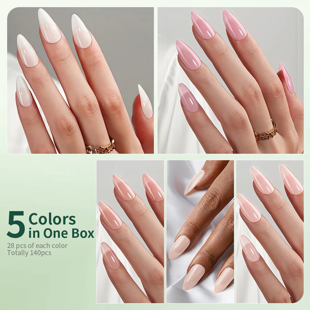 Nailpop 3-IN-1 Nude Natural Soft Nail Tips Set 140PCS Skin Tones Press on Nails Ultra-Fit Gel Nail Extensions Easy Manicure DIY.