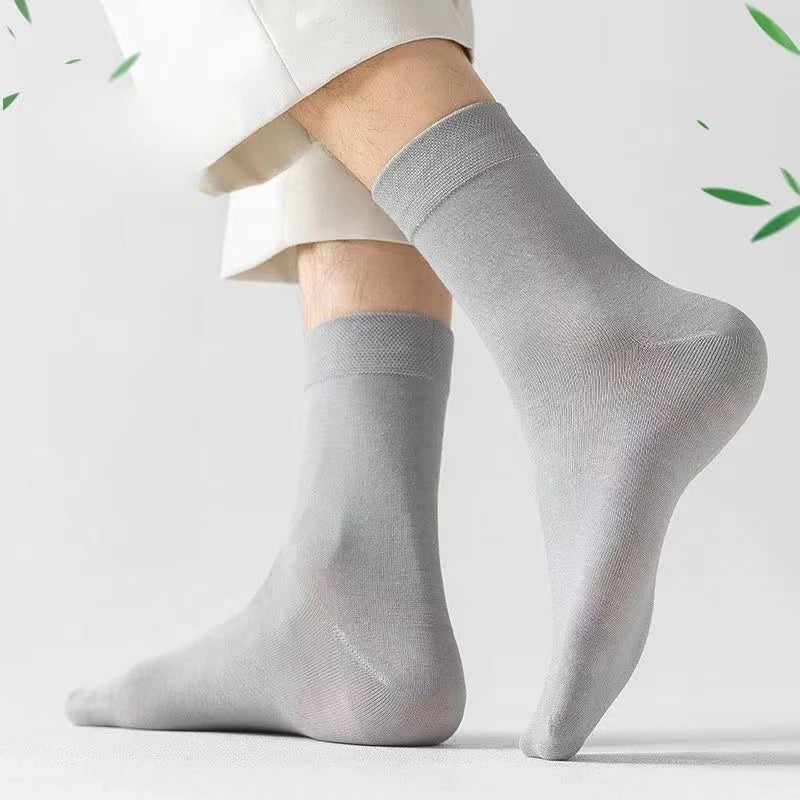 10 Pair Men's Bamboo Socks Anti-bacterial And Anti-odour Soft Business Socks Wearable And Breathable Casual Socks For Men.