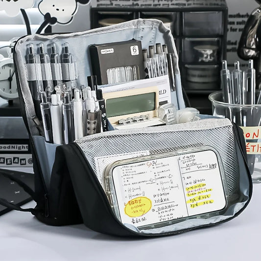 Waschbarer Federmäppchen-Organizer, großes Fassungsvermögen, mehrere Fächer, Netztasche, Aufbewahrungstasche für Schule, Büro, Reisen, Unisex-Geschenk.