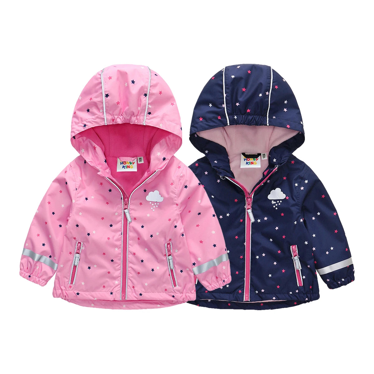 HONEYKING Children's Clothing Sets Raincoat Suit Baby Waterproof Overalls Pants Girls Jumpsuit For Kids Jacket And Trousers Set.