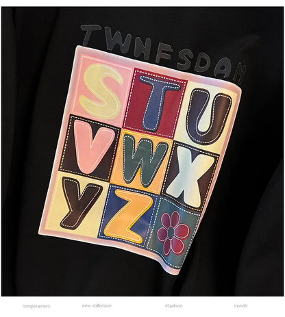 170 kg Plus Größe Damen Büste 170 Frühling Herbst Lose Langarm Druck Brief Pullover Sweatshirts 4XL 5XL 6XL 7XL 8XL 9XL