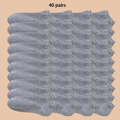 10/12/20/40 Pairs Men Boat Socks Business Sport Sweat Absorption Mature Summer Autumn Solid Color Soft Non Pilling Ankle Socks.